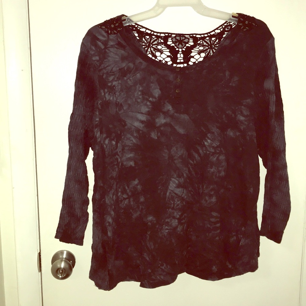 Navy Blue Tie-Dye Shirt  with Bronze Buttons